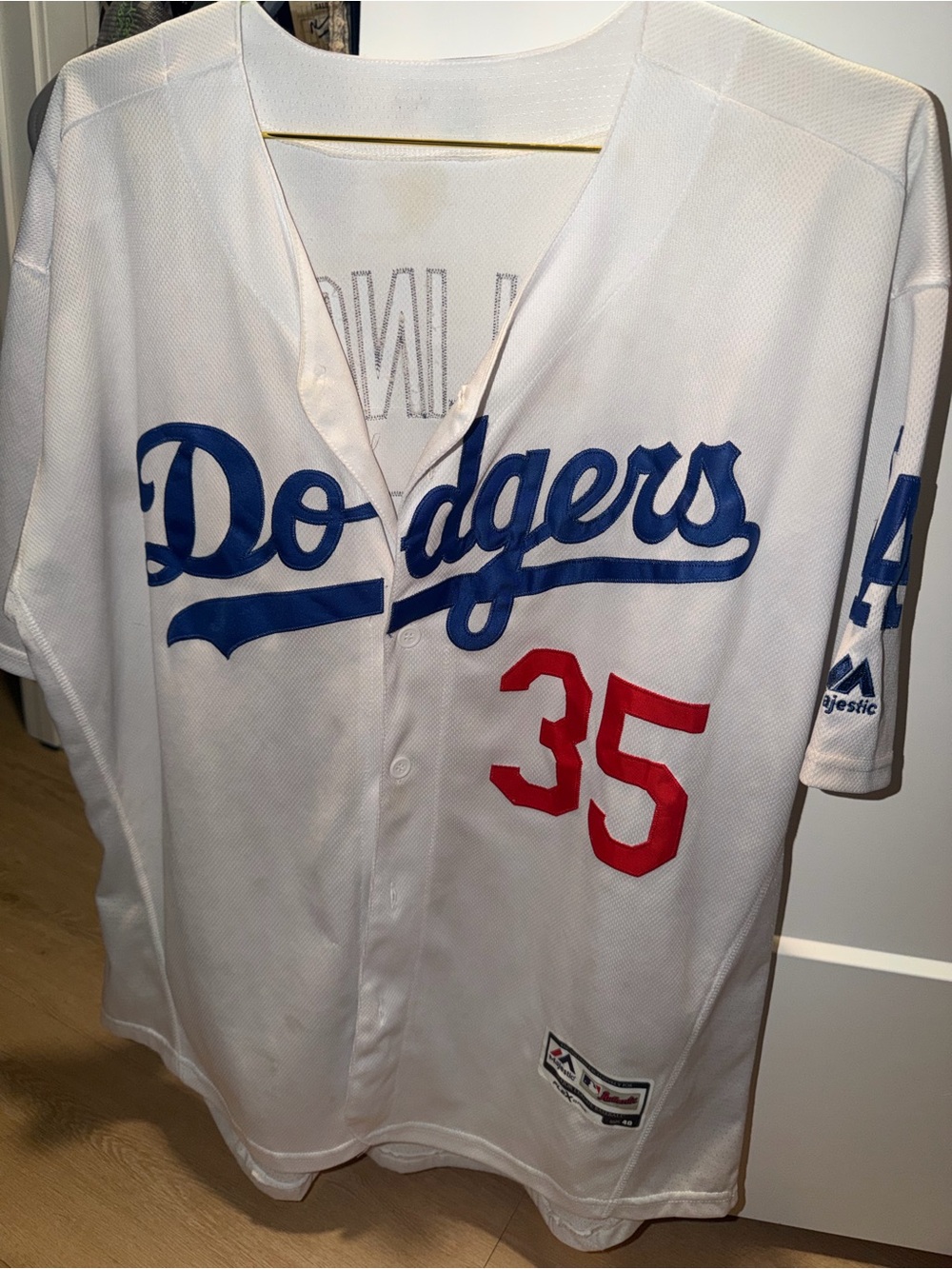 Majestic White Baseball Jersey with Red Accent